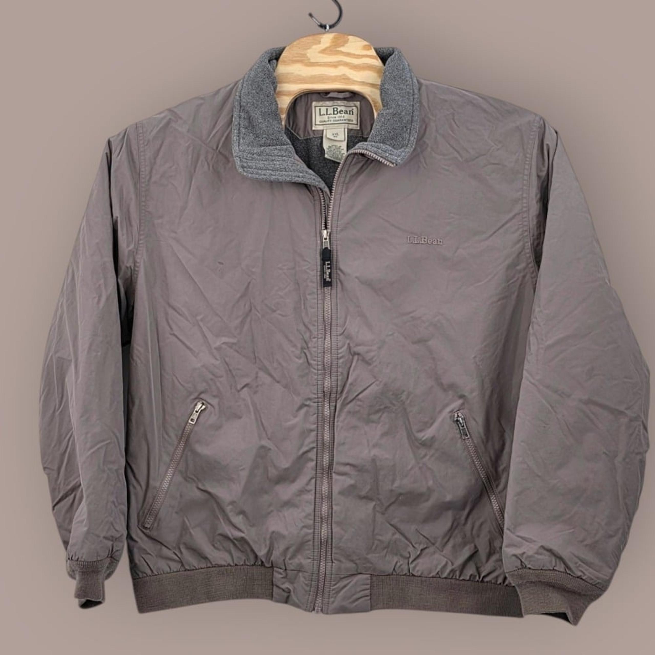 LL Bean Warm-Up Coat Men's Size 2XL Bomber Jacket Gray 3M Fleece Lined 205107