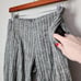 GODDESS GEAR lagenlook crop linen cotton blend micro stripe grey pant S