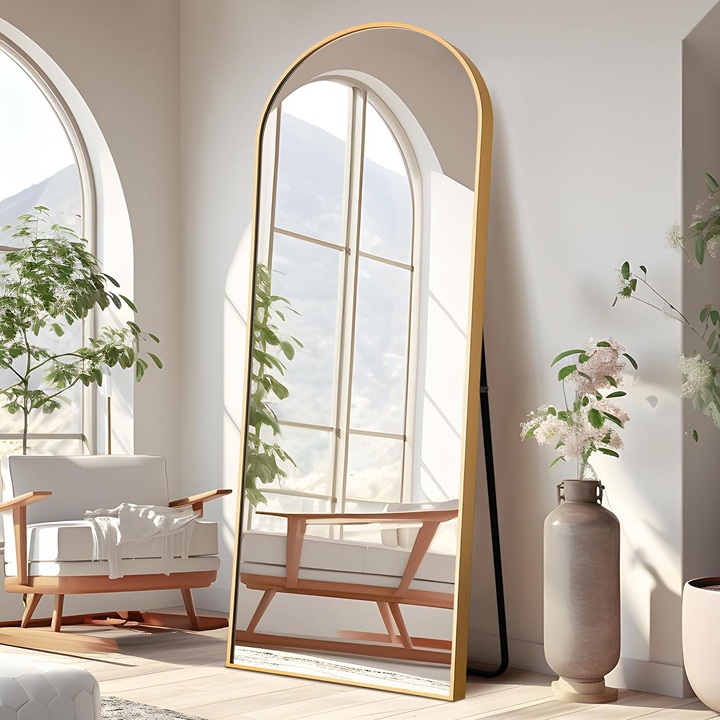 Arched Full Length Mirror Standing Hanging or Leaning Against Wall