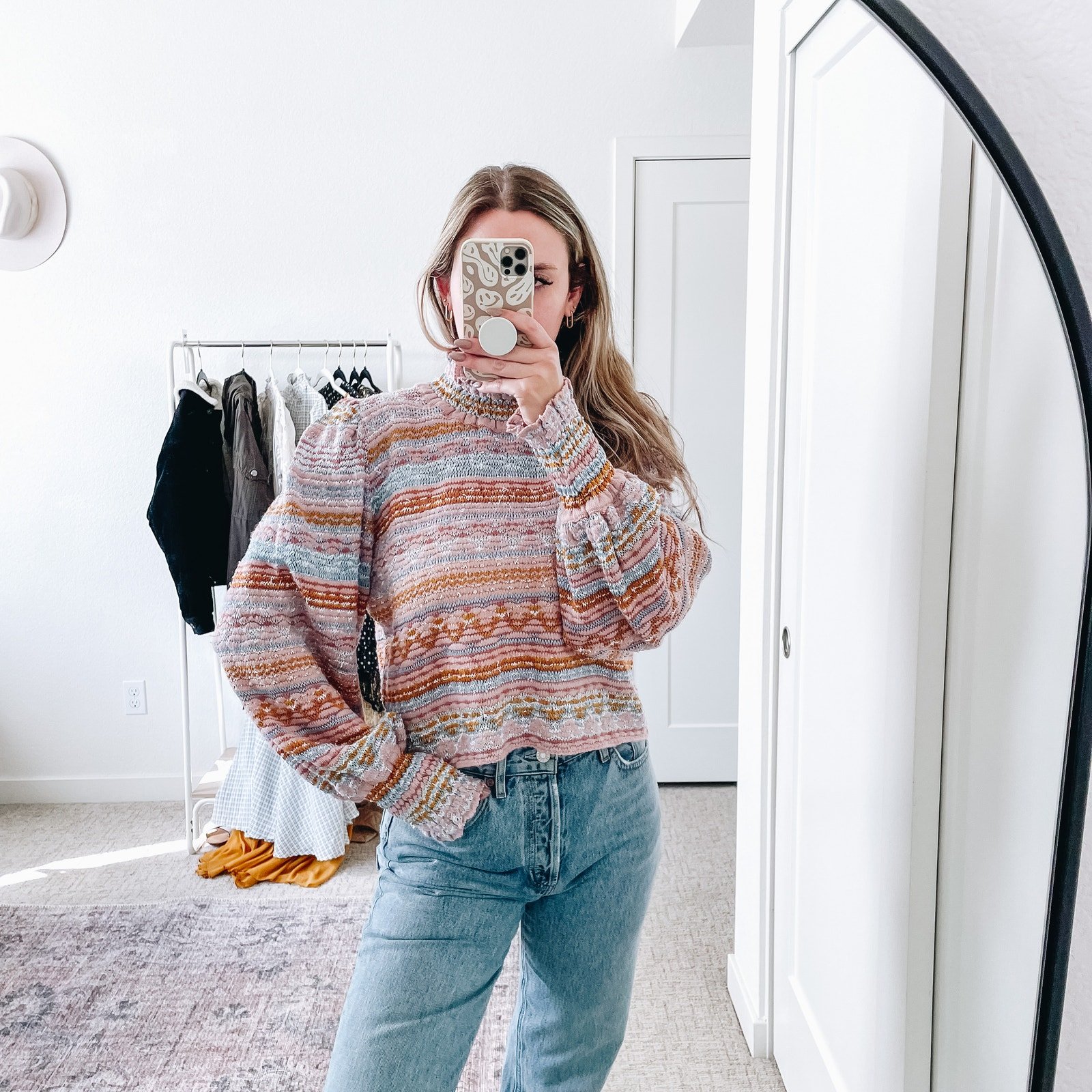 CECELIA PRADO Anthropologie Knit Pastel Striped Balloon Sleeve Sweater