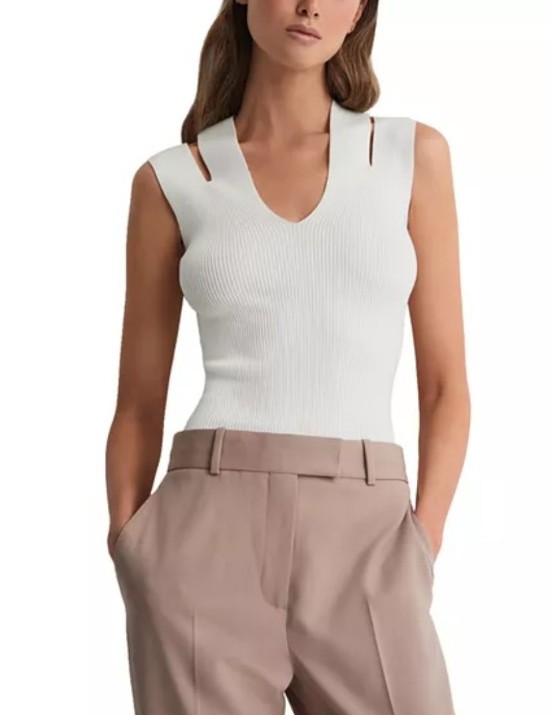 REISS London Nina Cut out Sleeveless top medium