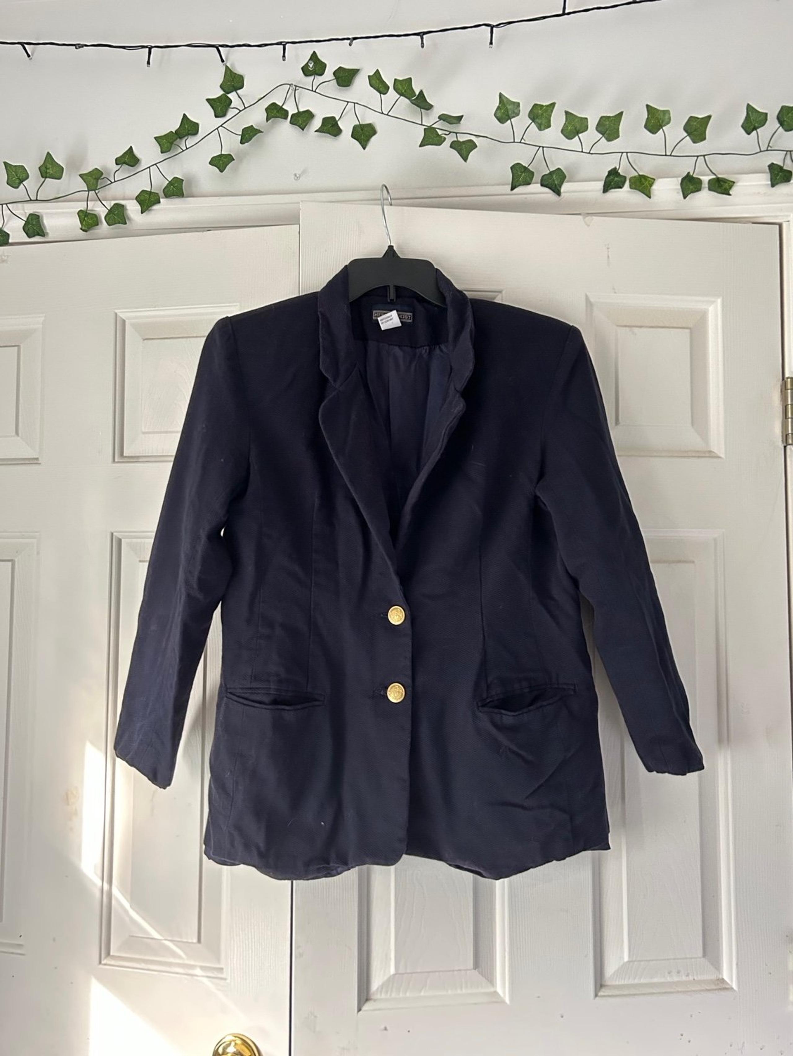 Vintage 1980’s Navy Blue Herman Geist Womens Suit Blazer Jacket