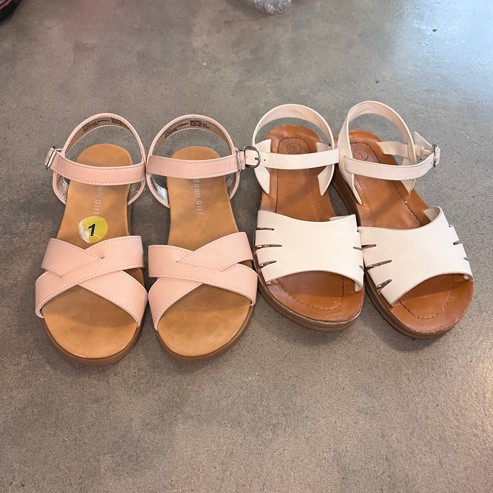 Madden Girl blush pink leather Cat Jack White sandals youth girl 1 shoes bundle