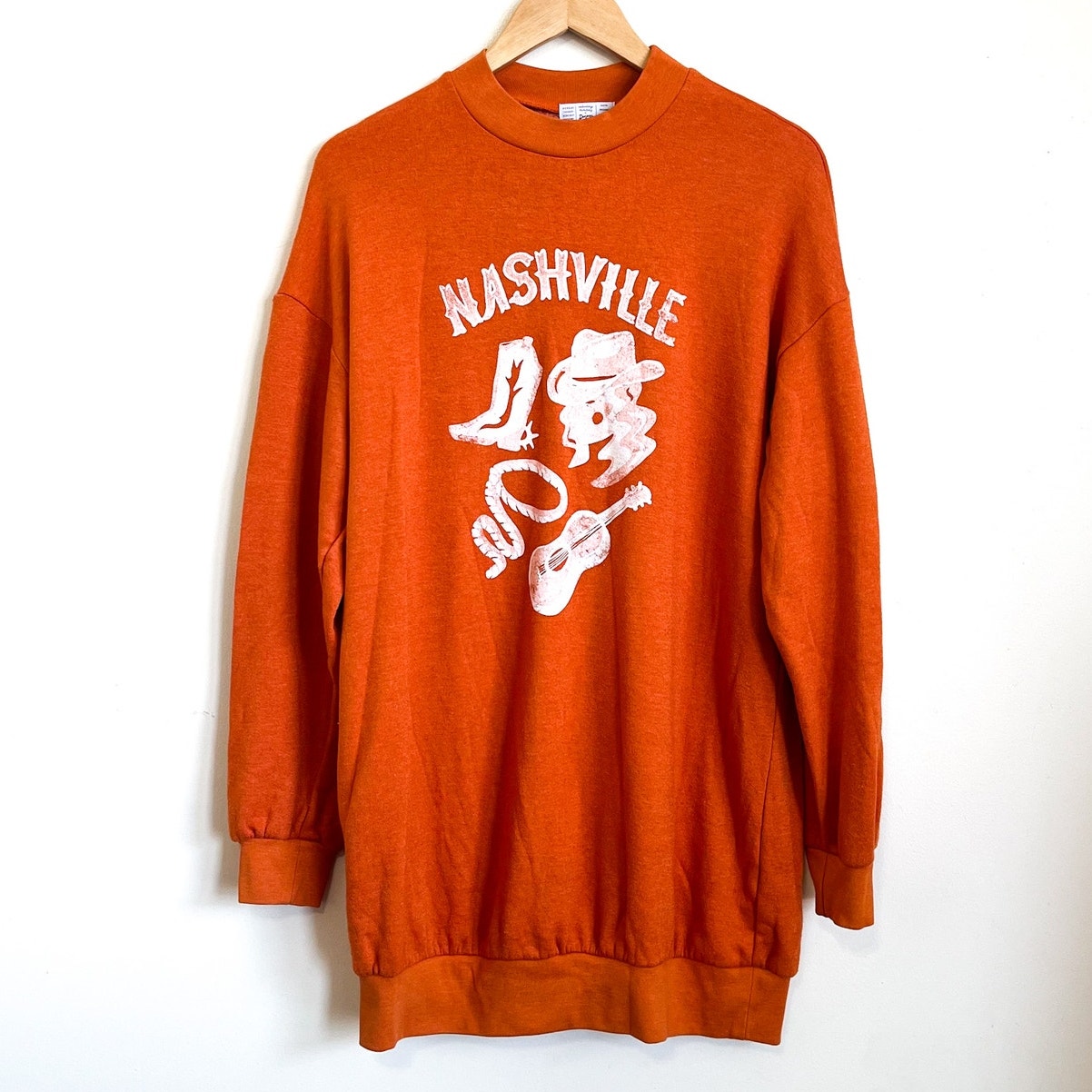 Anthropologie Saturday Sunday Western Women Sweatshirt Medium Orange Baggy Rodeo