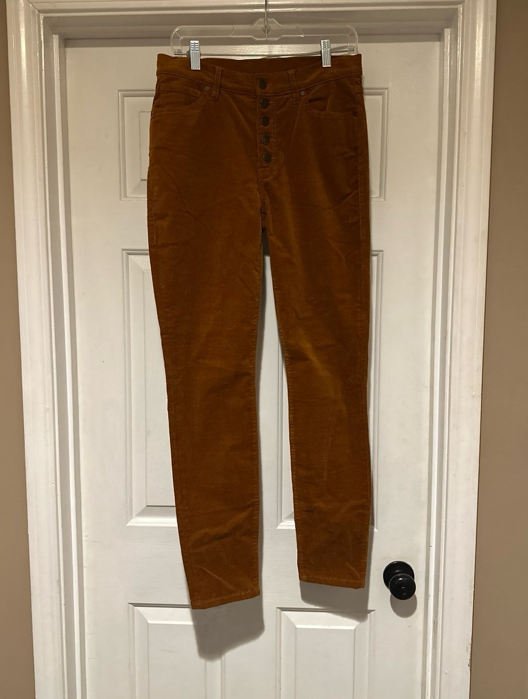 Cabi Women’s Size 6 Skinny Corduroy Pants Caramel Rust Brown Button Fly 3927
