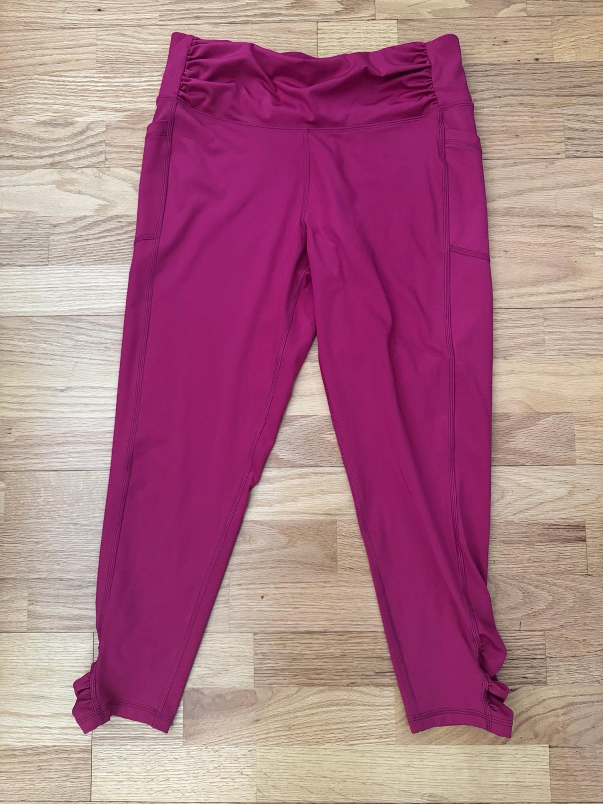 DKNY Womens Sport High-waist Purple Pink Magenta Leggings Ruched XL EUC