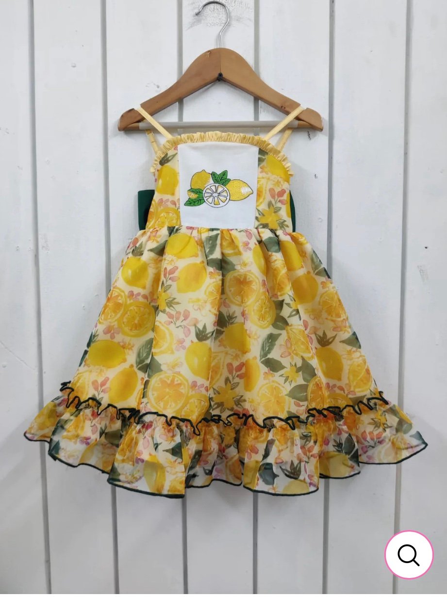 OhShana! Summer Lemons inspired Custom Boutique Dress + Bloomers Size 4T