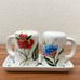TABLETOPS Gallery Arielle Handpainted Flowers Salt & Pepper Shaker Tray Set. New