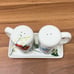 TABLETOPS Gallery Arielle Handpainted Flowers Salt & Pepper Shaker Tray Set. New