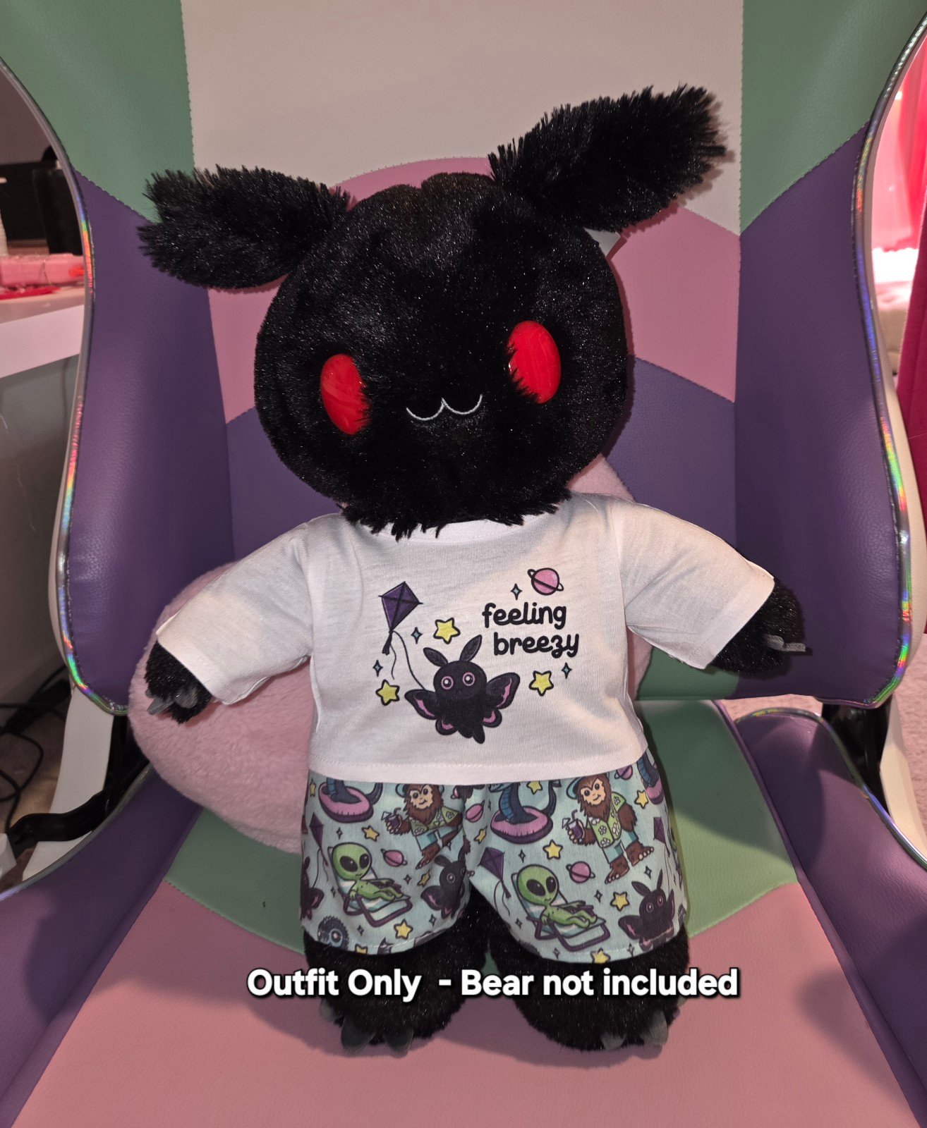 Outfit Only - Mothman Moth PJs Build a Bear Custom Cryptid Emo Goth Summer