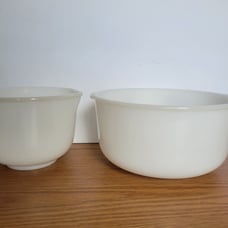 Glasbake Made for Sunbeam 19CJ & 20CJ White Milk Glass Mixing Bowls Set