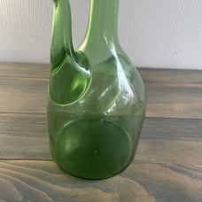 Vintage 1960s Handblown Italian Green Glass Wine Jug w/ Ice Chamber (ST)