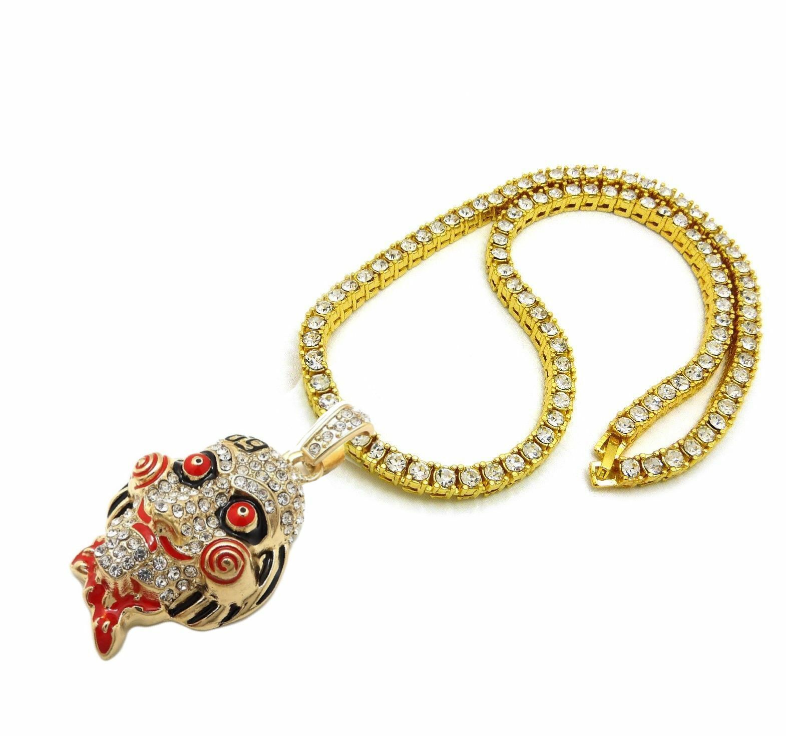 Mens Gold Miami Cuban Choker With Tekashi 69 Saw & 69 Pendant Necklace Set