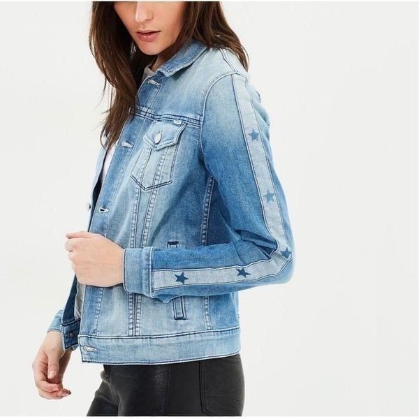 Mother Denim Star Sleeve Detail Jean Jacket