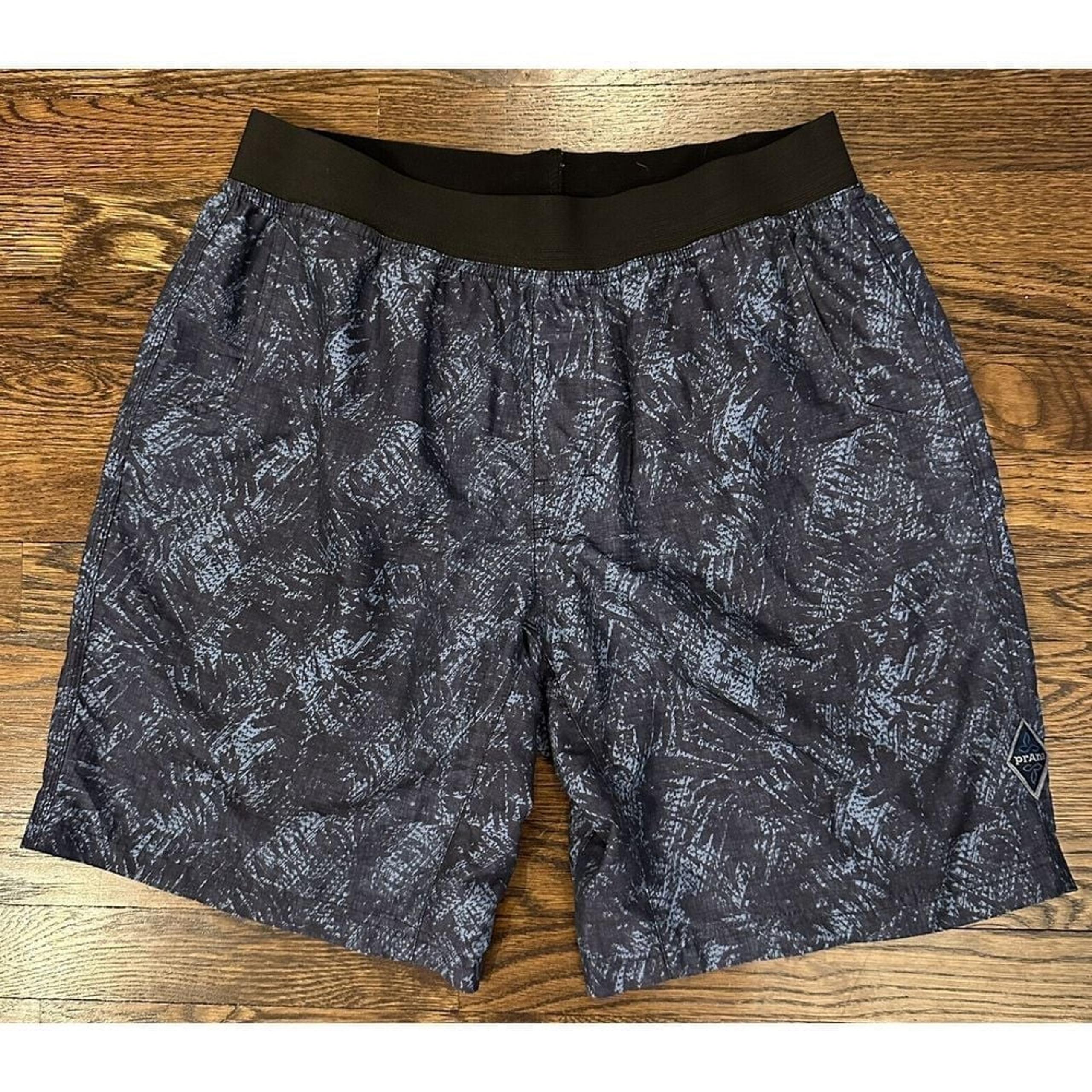 PRANA Mojo Shorts MENS M Elastic Waist Athletic Yoga Climbing active Blue