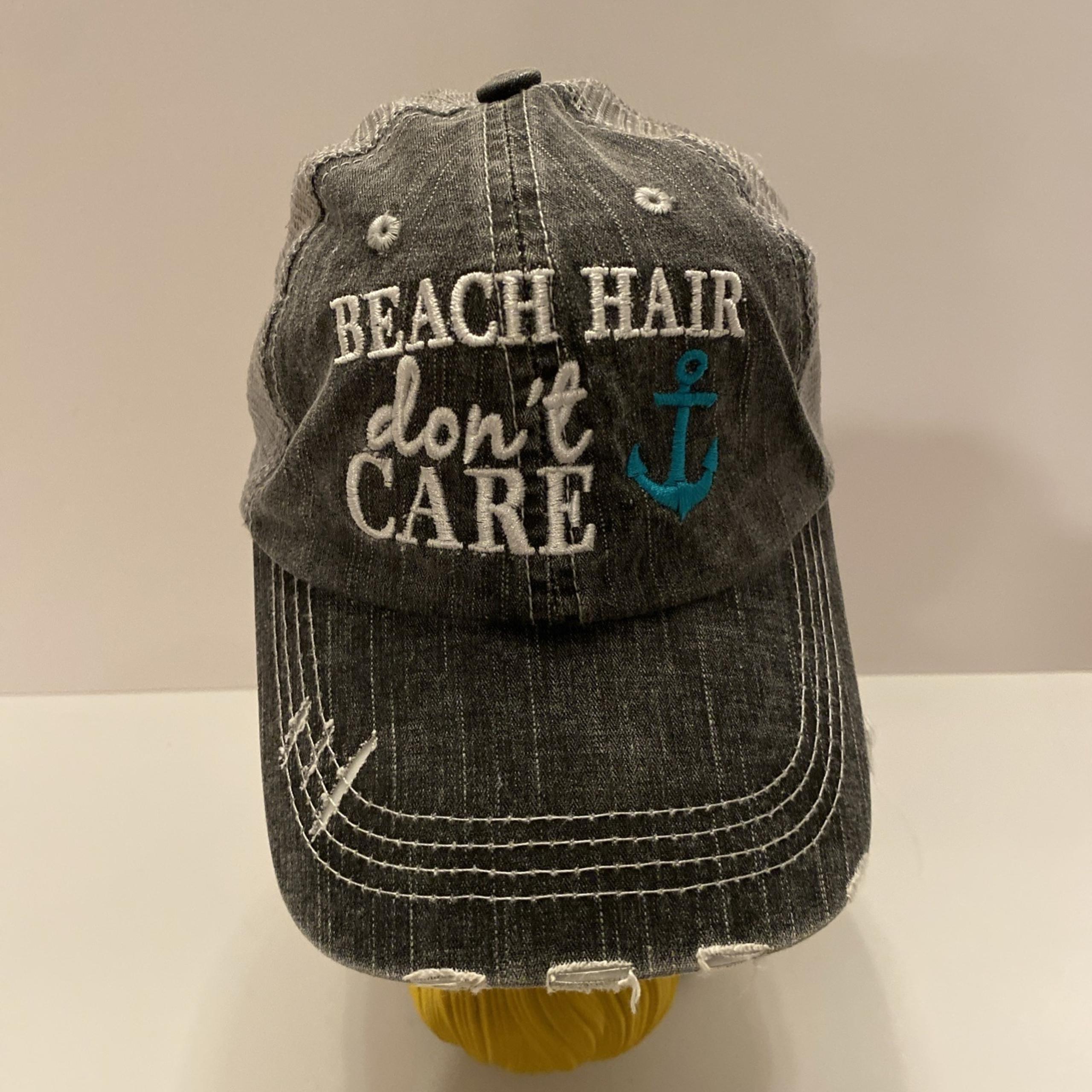 Beach Hair Dont Care Distressed Trucker Mesh Cap Hat