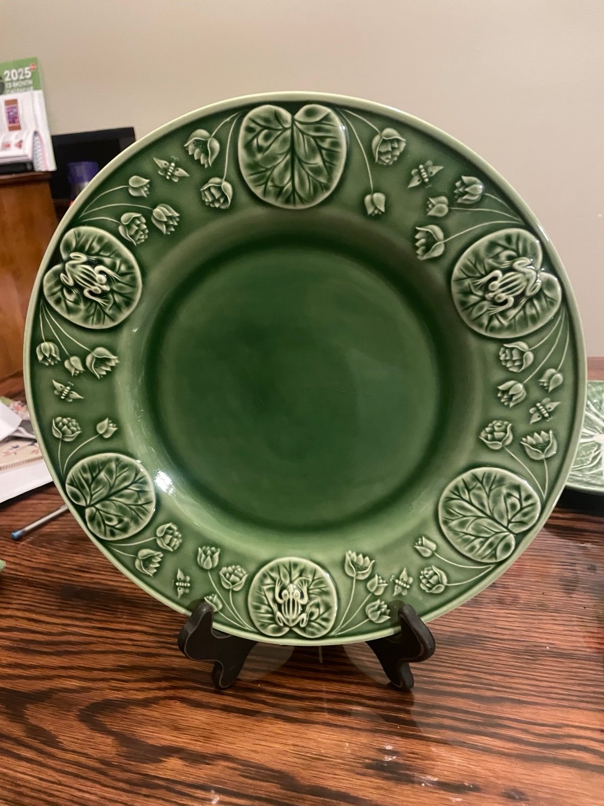 2 Bordallo Pinheiro Frog Round Large 12 1/2 Plate/ Platter ~ Made in Portugal