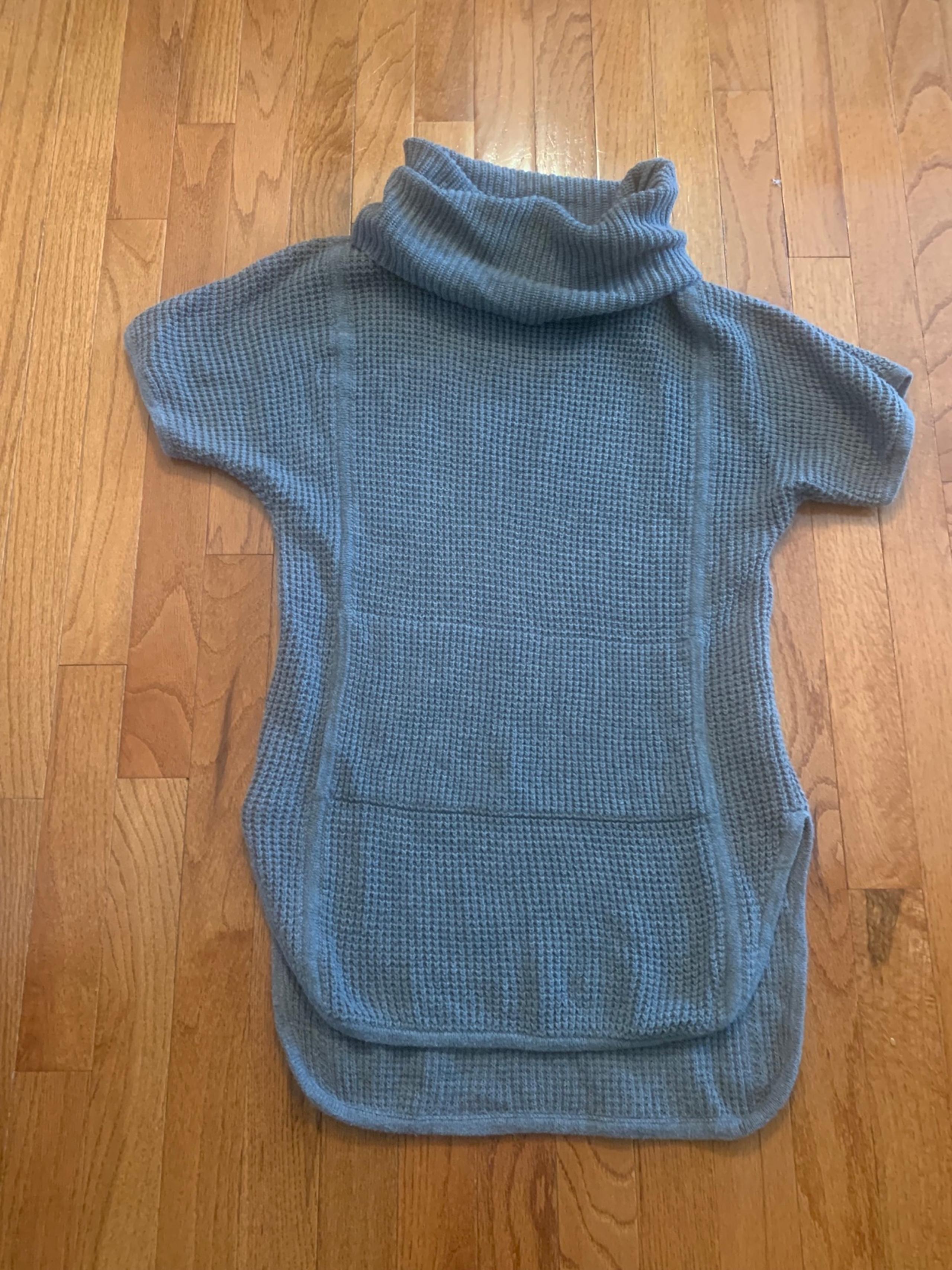 UGG Shelby Gray Waffle Knit Hi Lo Cowl Neck Tunic Sweater Size S Short Sleeve