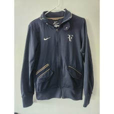 Nike Roger Federer Jacket Mens Small Blue Tennis Full Zip Dri Fit Stretch Logo