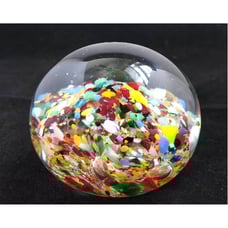 1982 Kent Helms Hand Blown Art Glass Paperweight Signed - Confetti