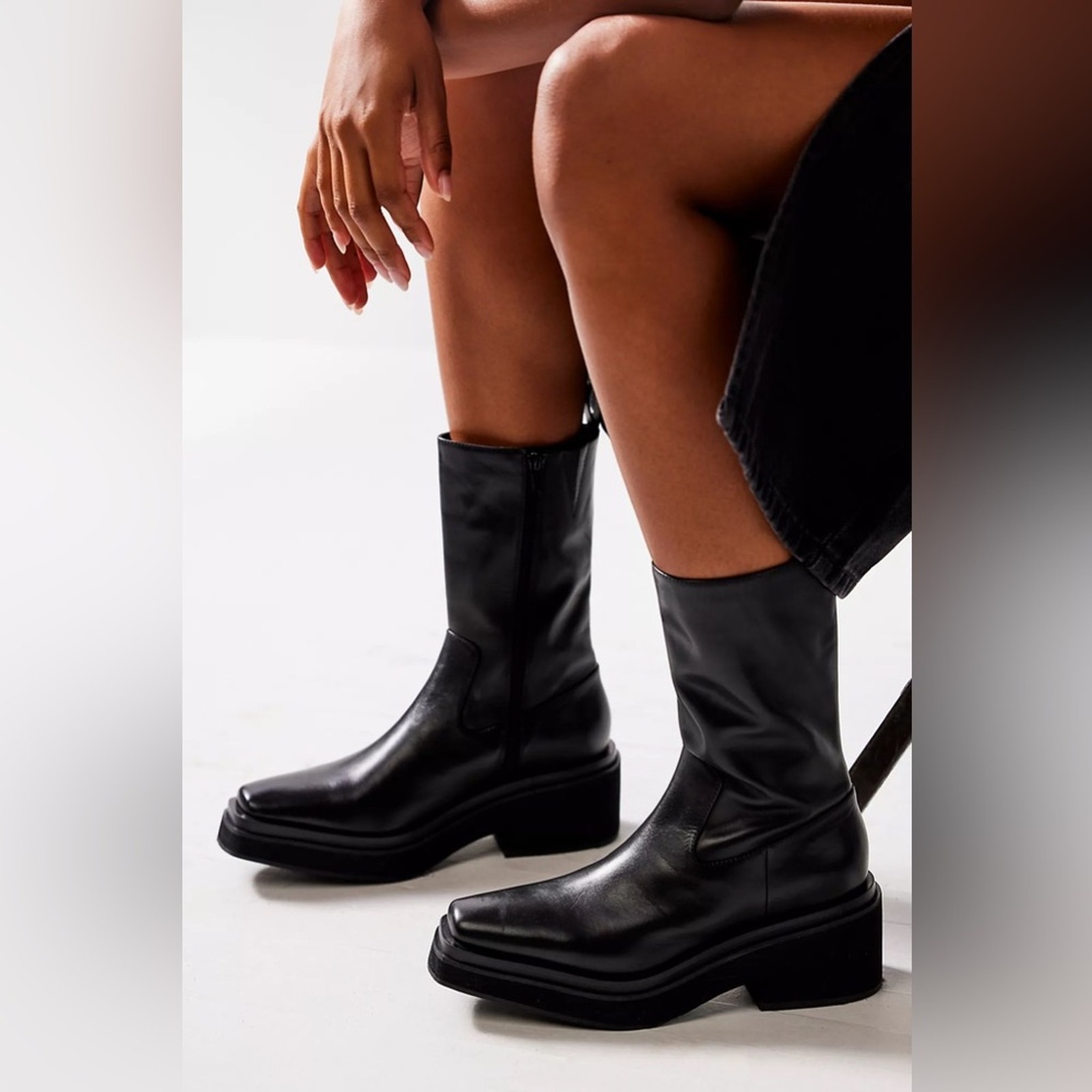 Free People Retrograde Ankle Black Leather Women's Boots 6