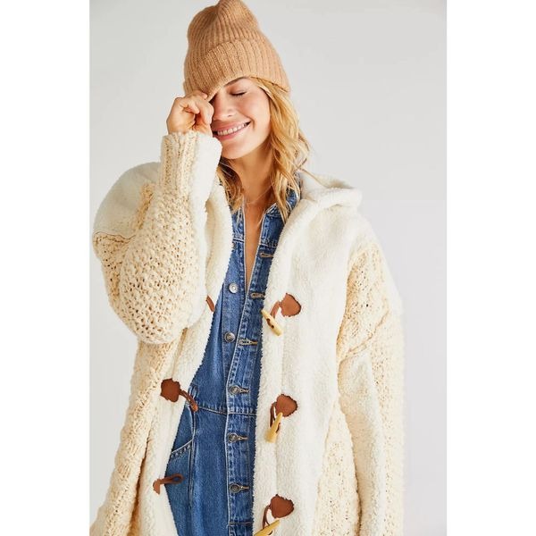 New Free People Stormy Sherpa Cardigan Hoodie Size Small