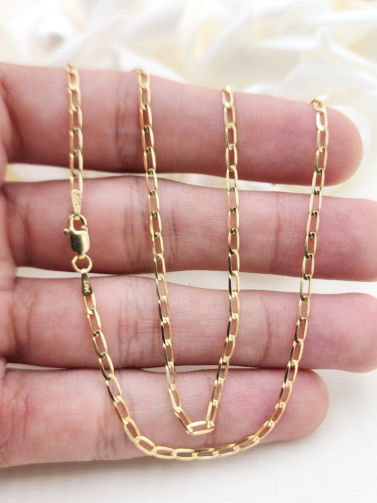 Solid 14k Gold 2MM Oval - 16 Inches