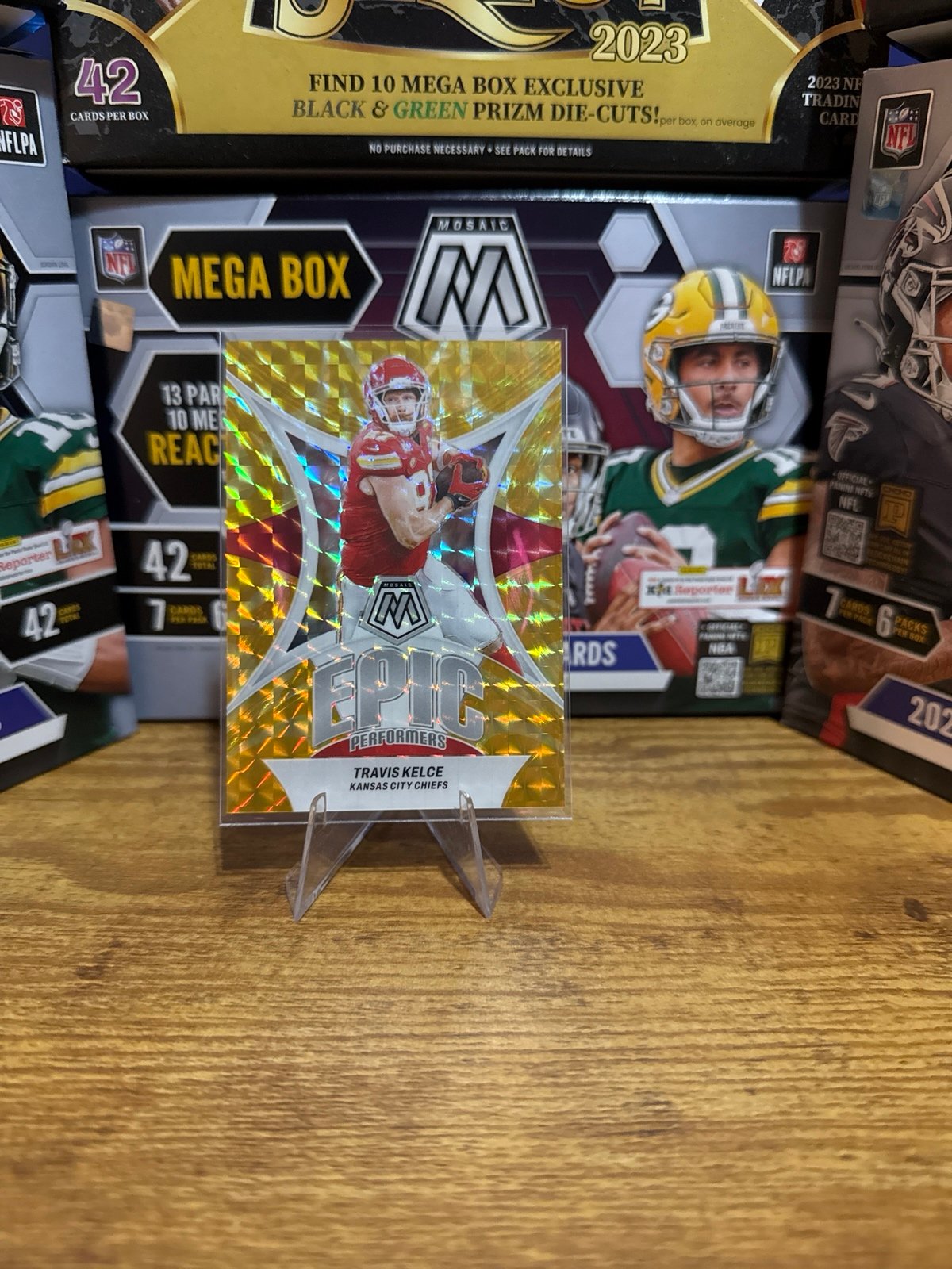 Travis Kelce 2024 Panini Mosaic - Reactive Yellow Mosaic Epic Insert 07/89