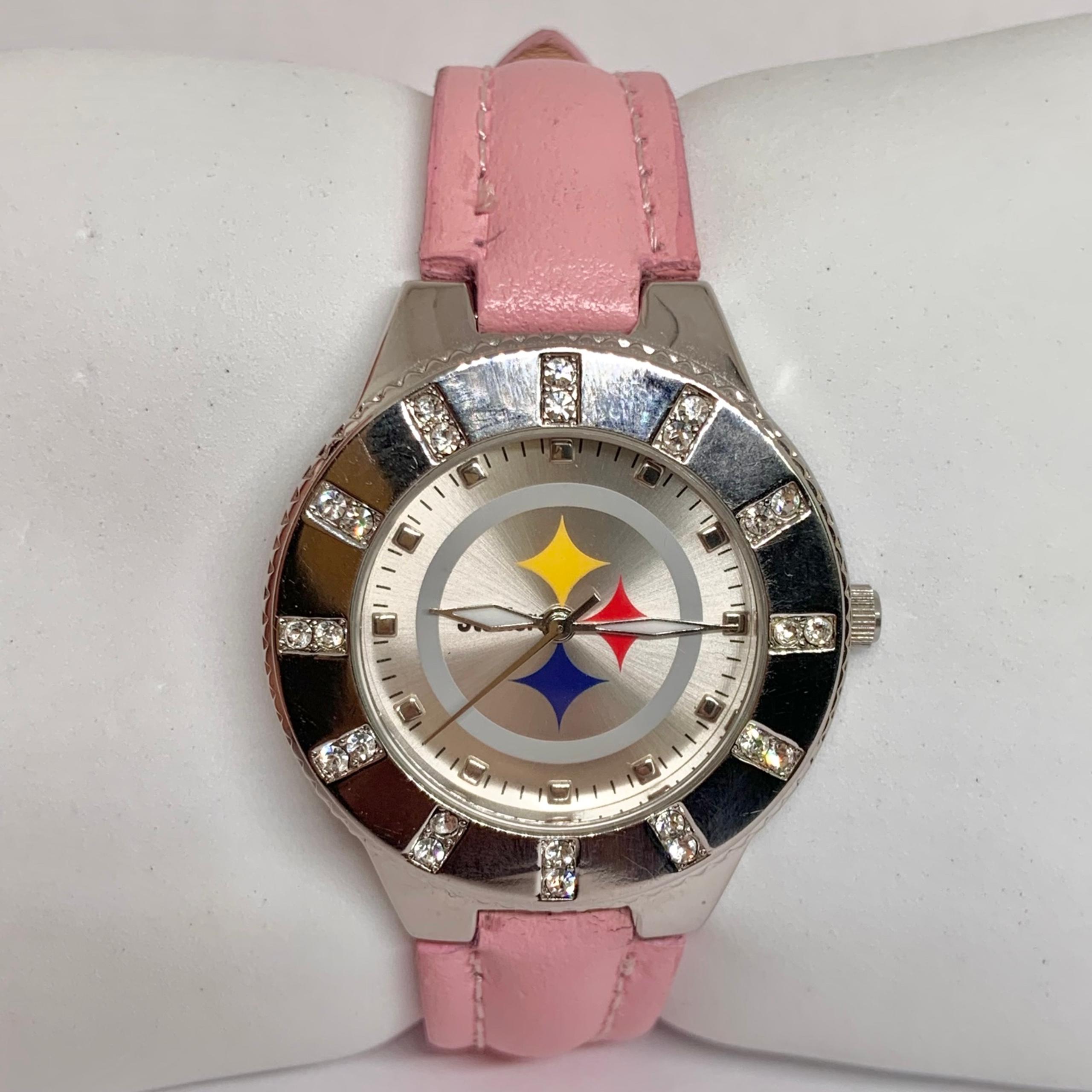 NFL Pittsburgh Steelers Game Time Woman’s Wrist Watch quartz analog Pink running