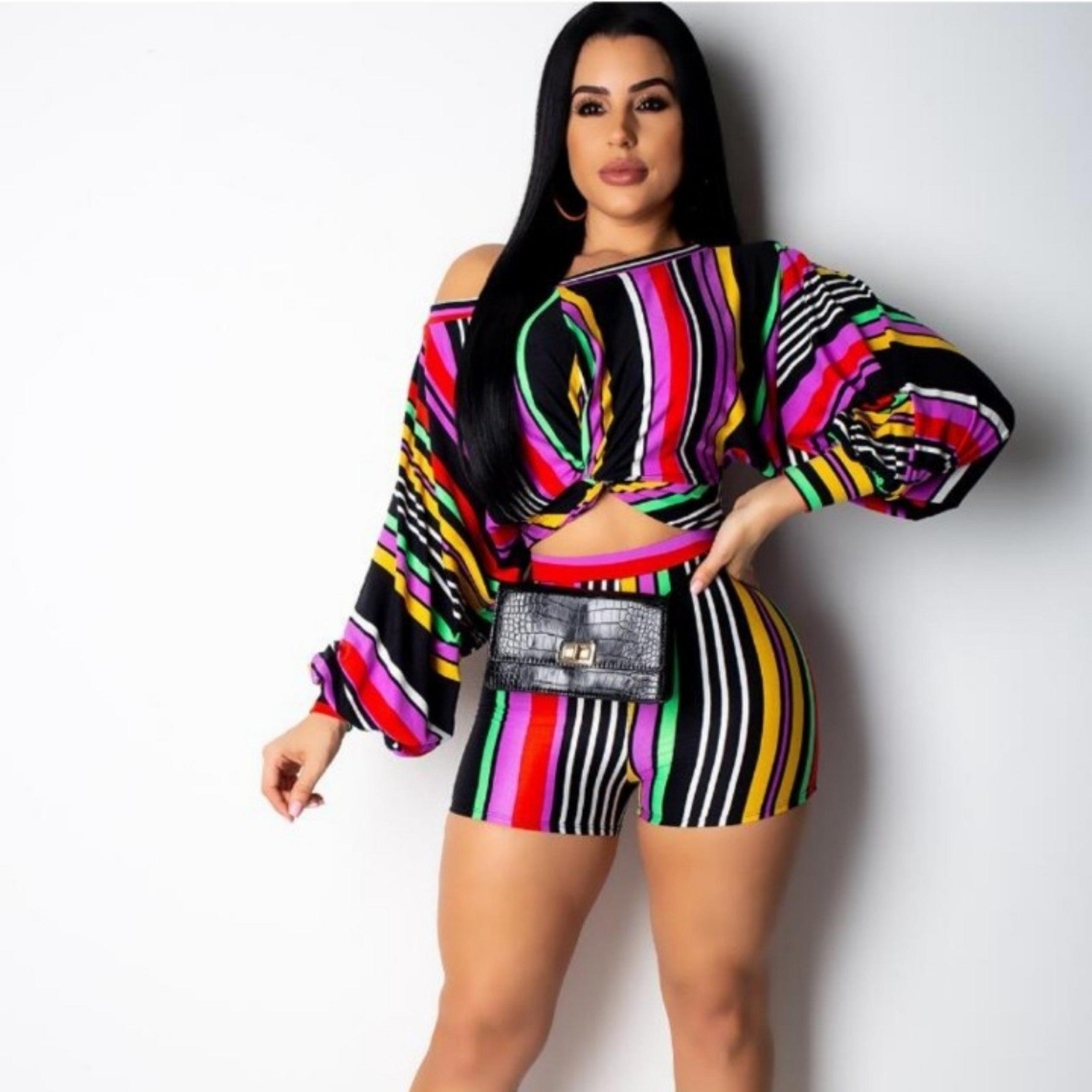 Multi color ladies short set