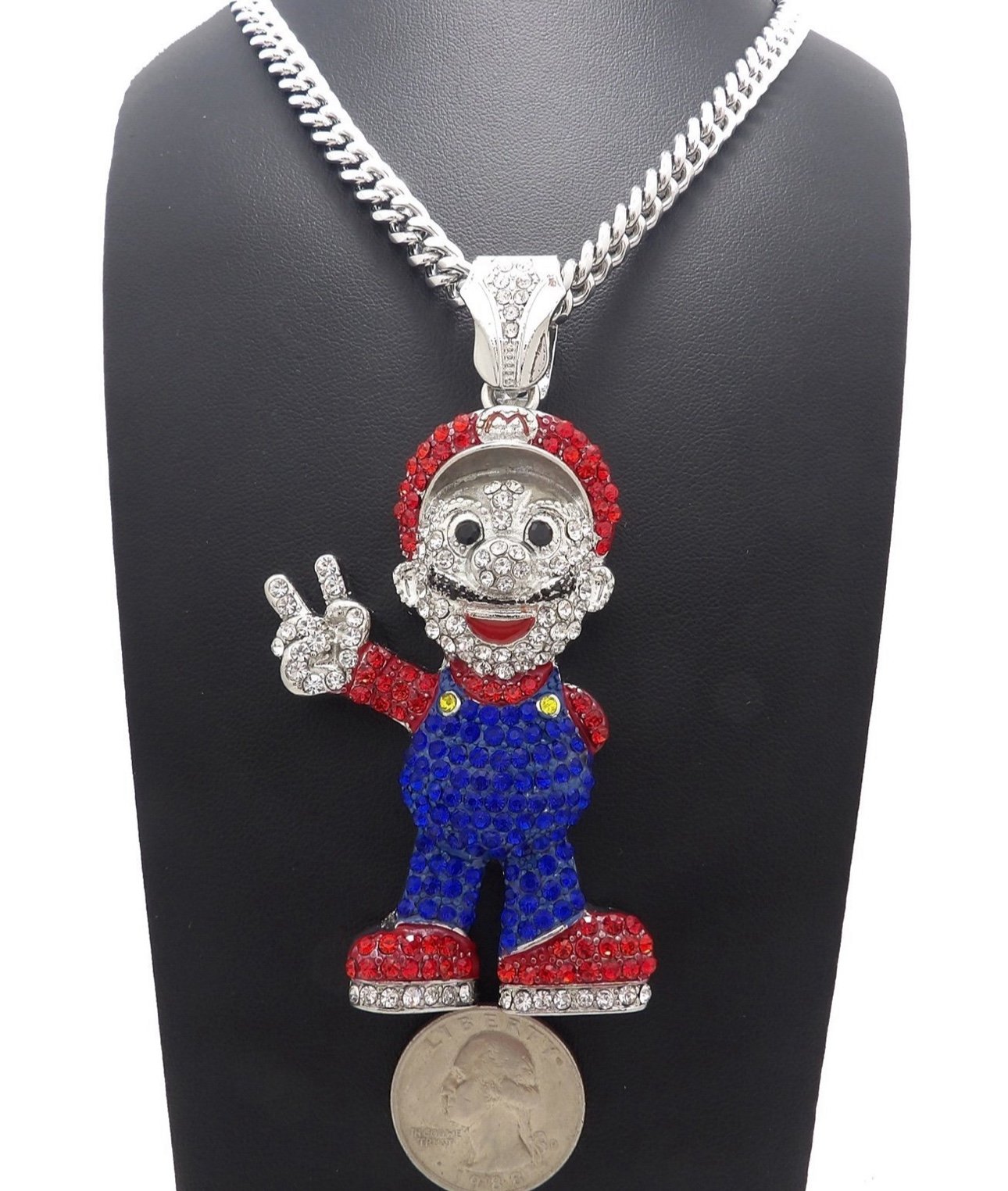 14K GOLD PLATED ICED OUT DIAMOND SIMULATED  ICED OUT MARIO CHAIN