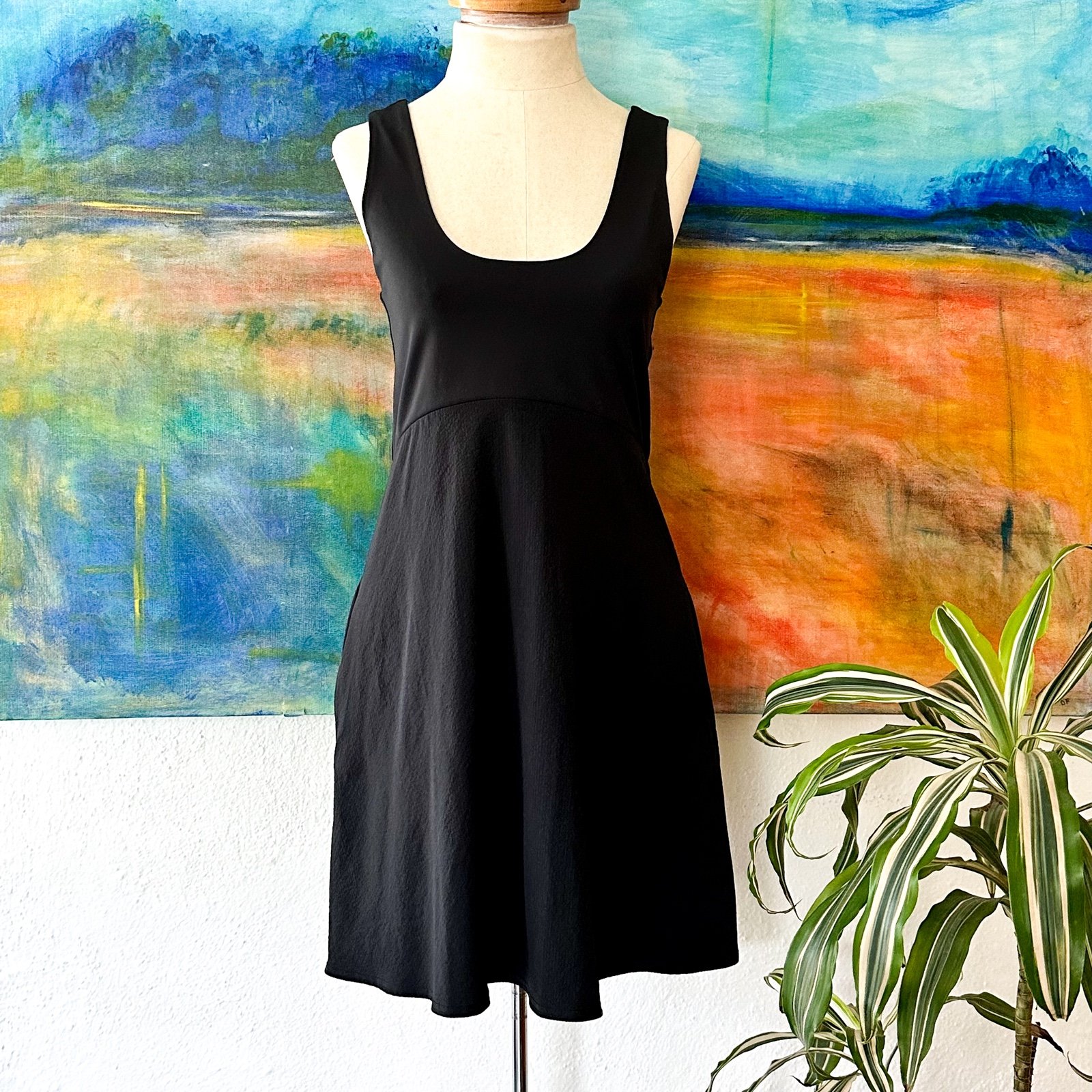 Lole Womens Black Momentum Sculpt Scoop Neck Athletic Dress, sz Small