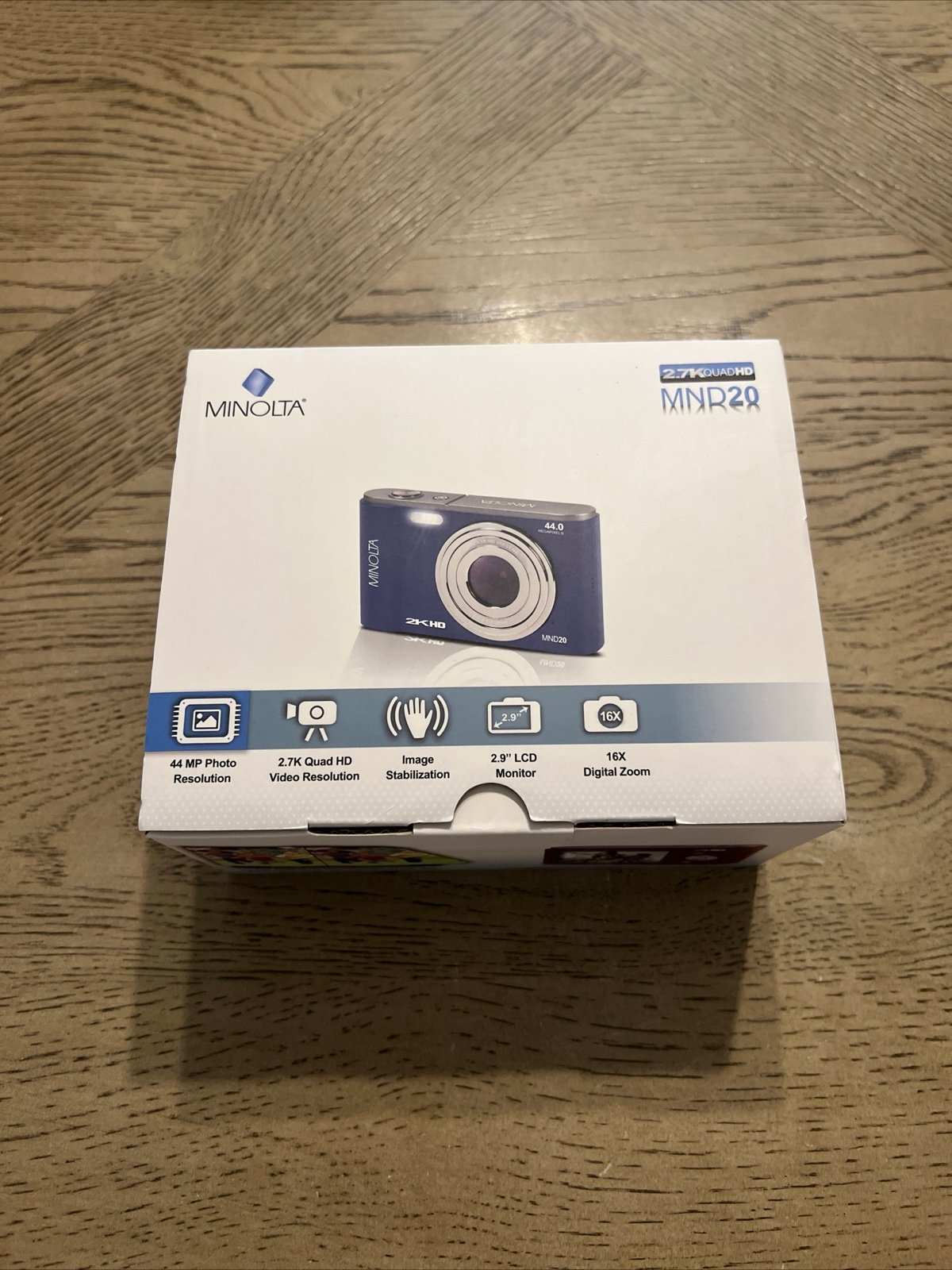 Minolta MND20-BL 2.7K Quad HD 2.9 LCD 44 MP 16x Zoom Blue Digital Camera