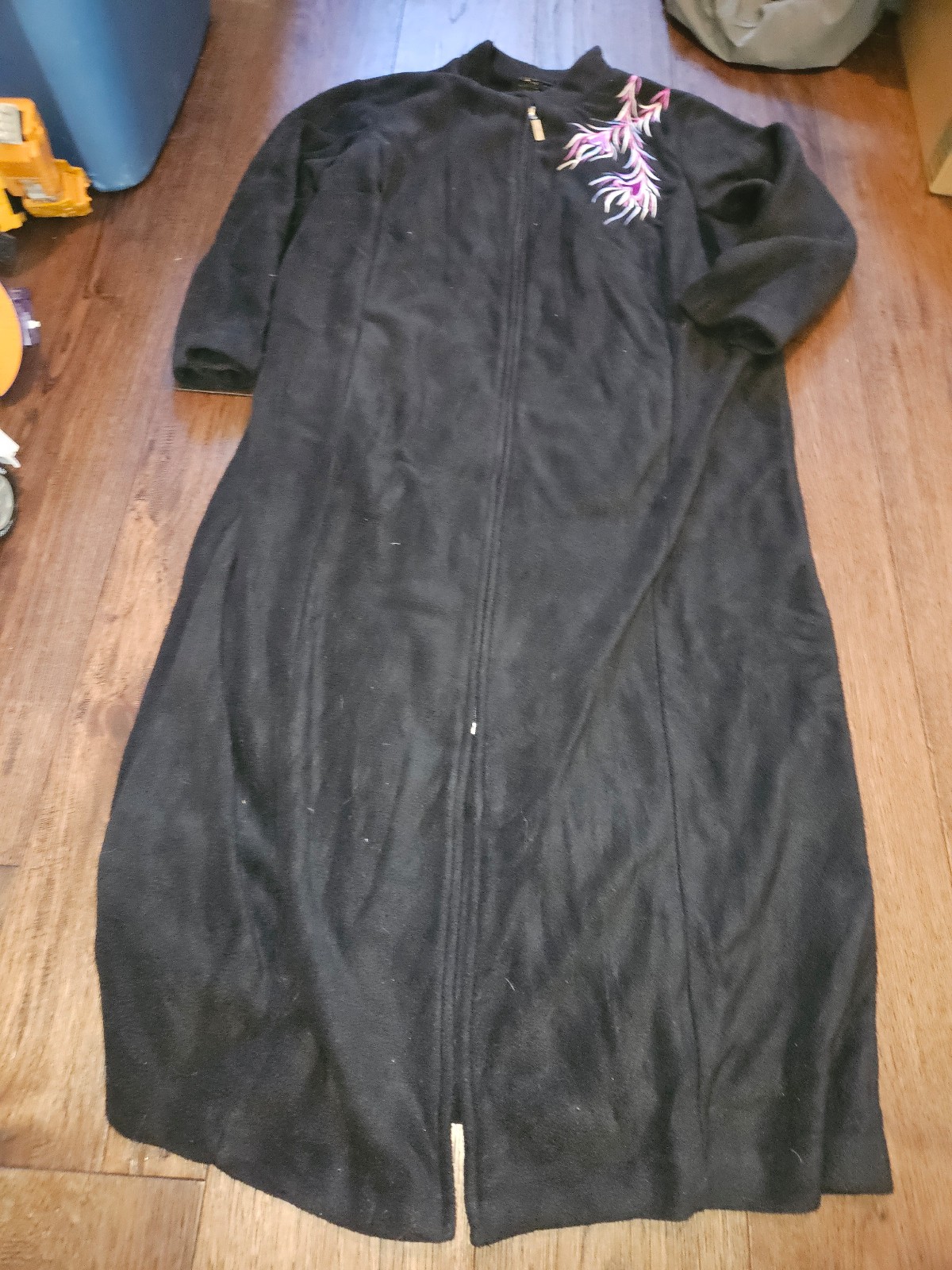 Vintage Bob Mackie Jacket Black Faux Suede Wearable Art Coat XLFull Zip Phoenix.