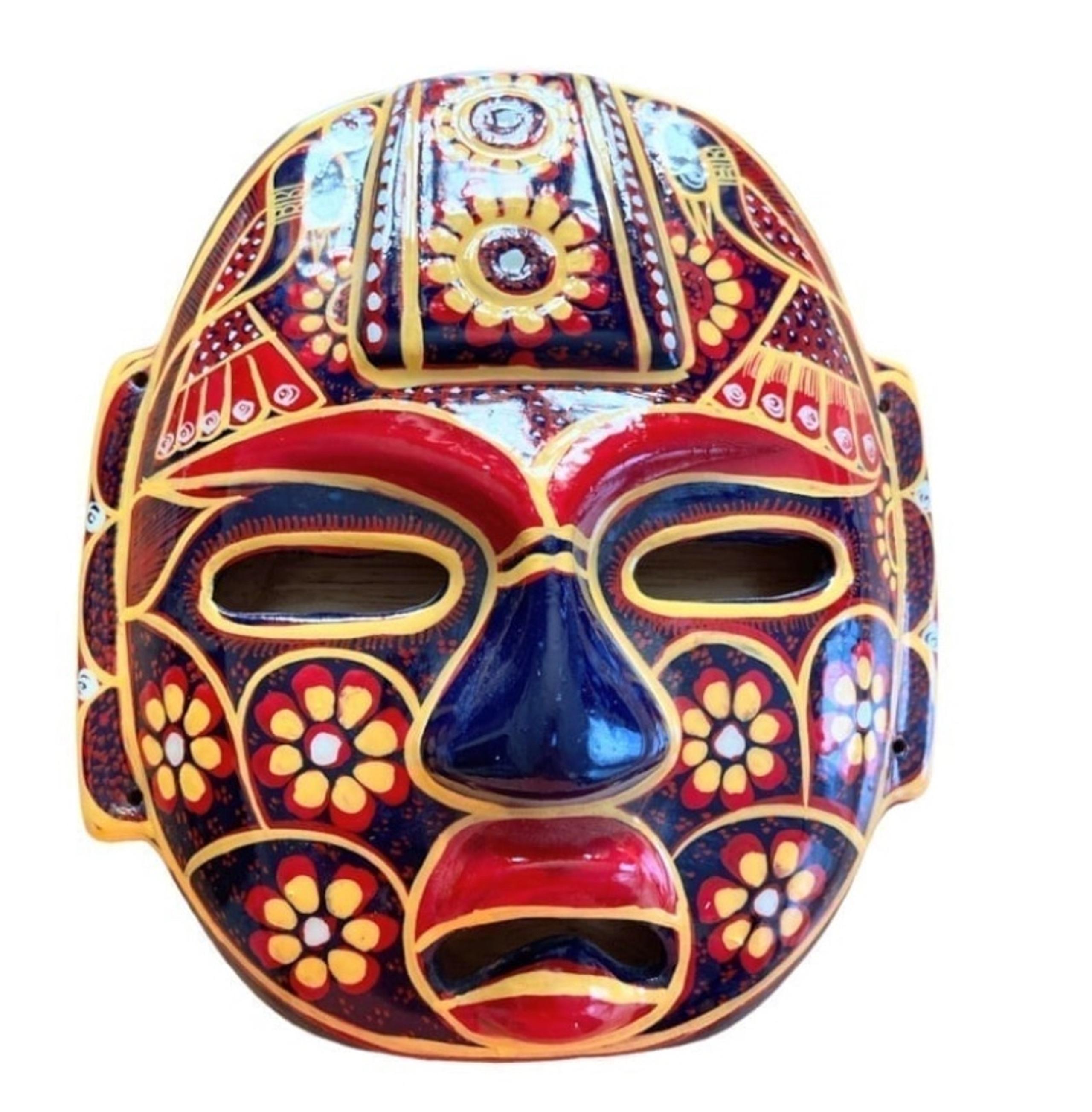 Rare Vintage Mexican Terracotta Mask Hand-Painted Folk Art Wall Decor