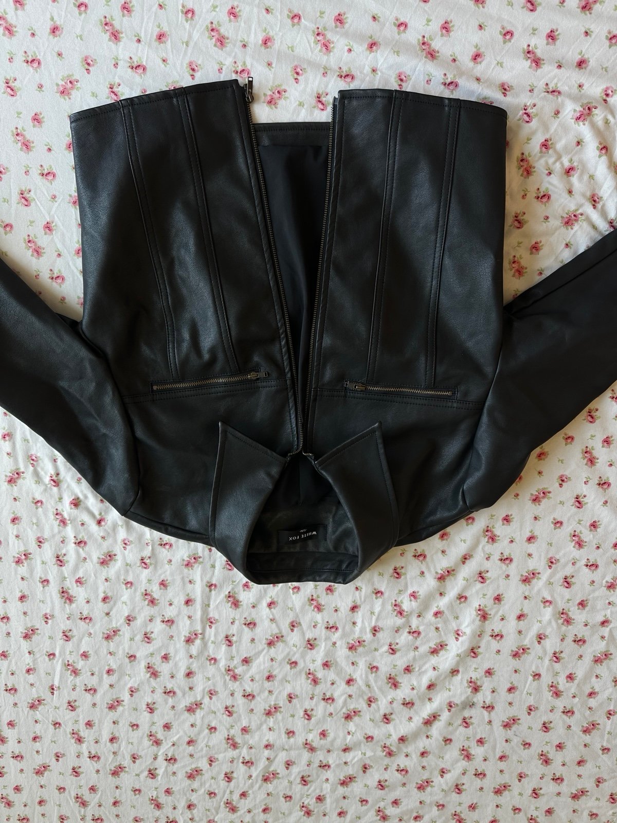 White fox Leather jacket