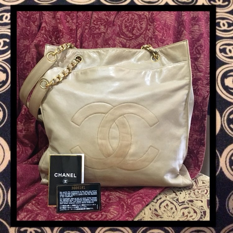 Authentic Chanel Large Lambskin Tote