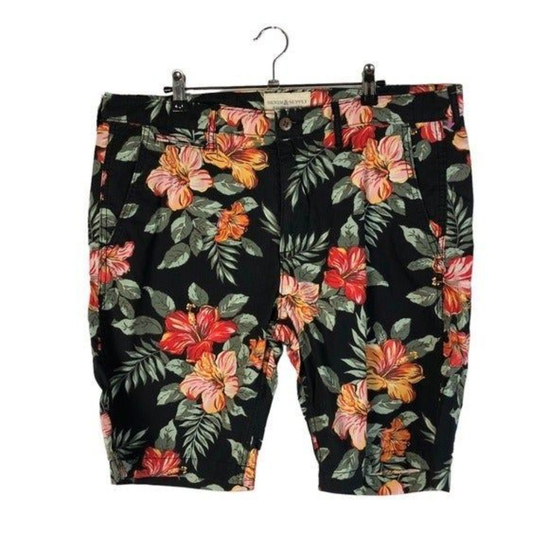 Denim & Supply Ralph Lauren Black Hawaiian Floral Shorts 36