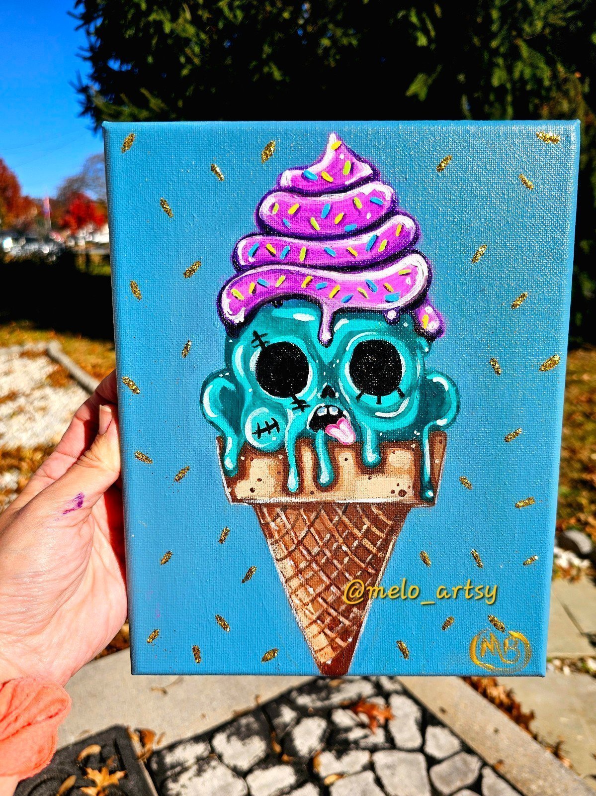 zombie icecream cute horror Painting art decor