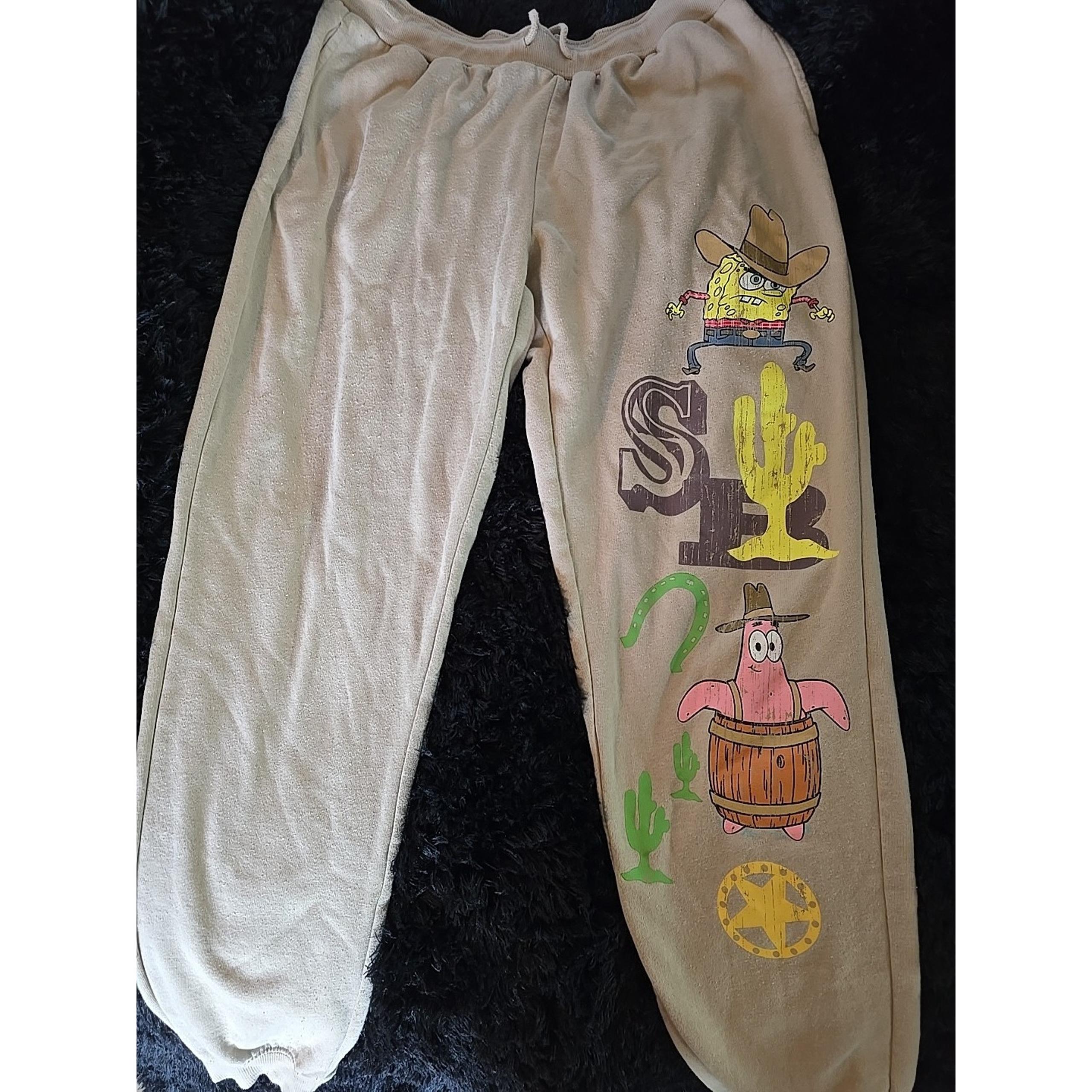 Nickelodeon Sponge Bob Square Pants Tan sweatpants joggers Size Large Men's