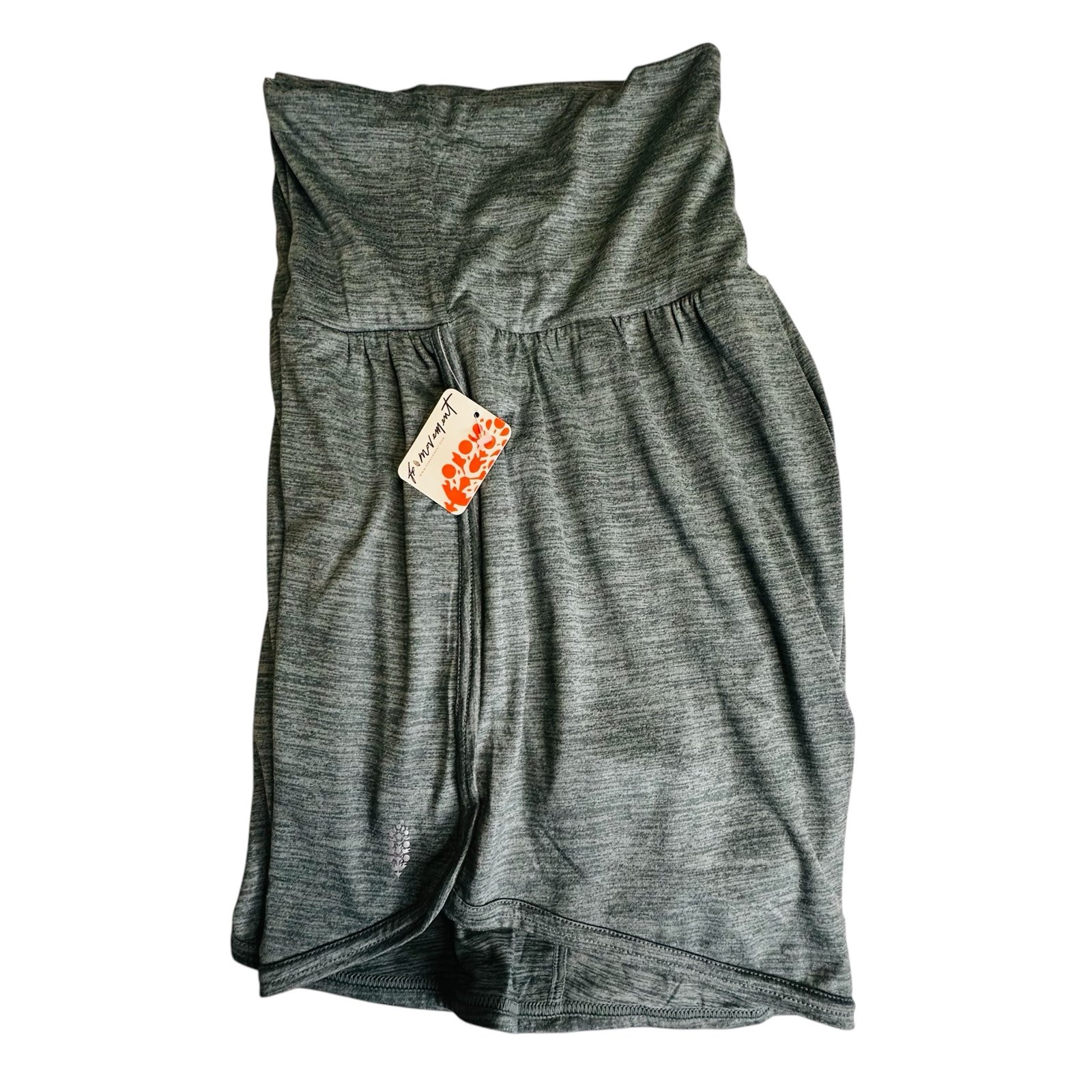 Fp Movement NWT Conceited Wide Waistband Harem Long Shorts Heather Green Sz.Sm