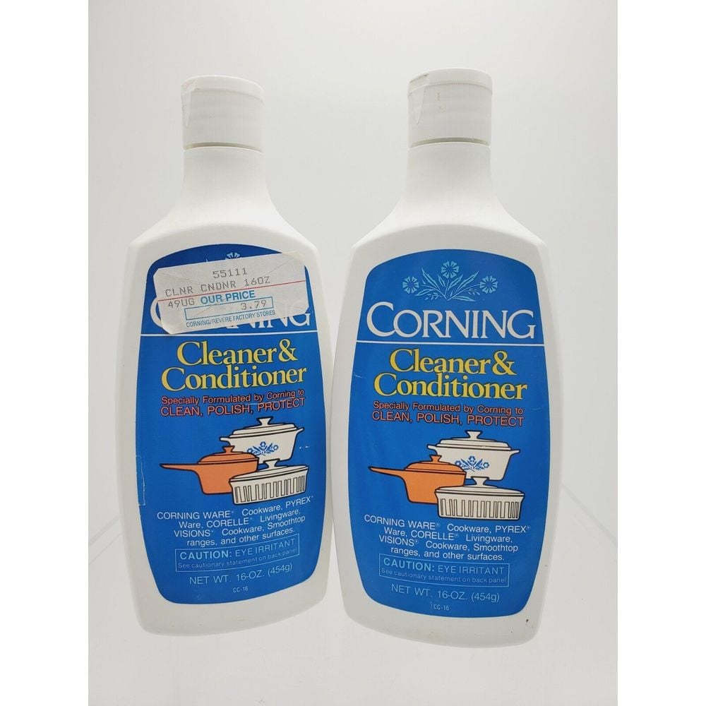 Lot Of 2 Vintage CORNING Cleaner & Conditioner Polish 16oz 75% & Half Full