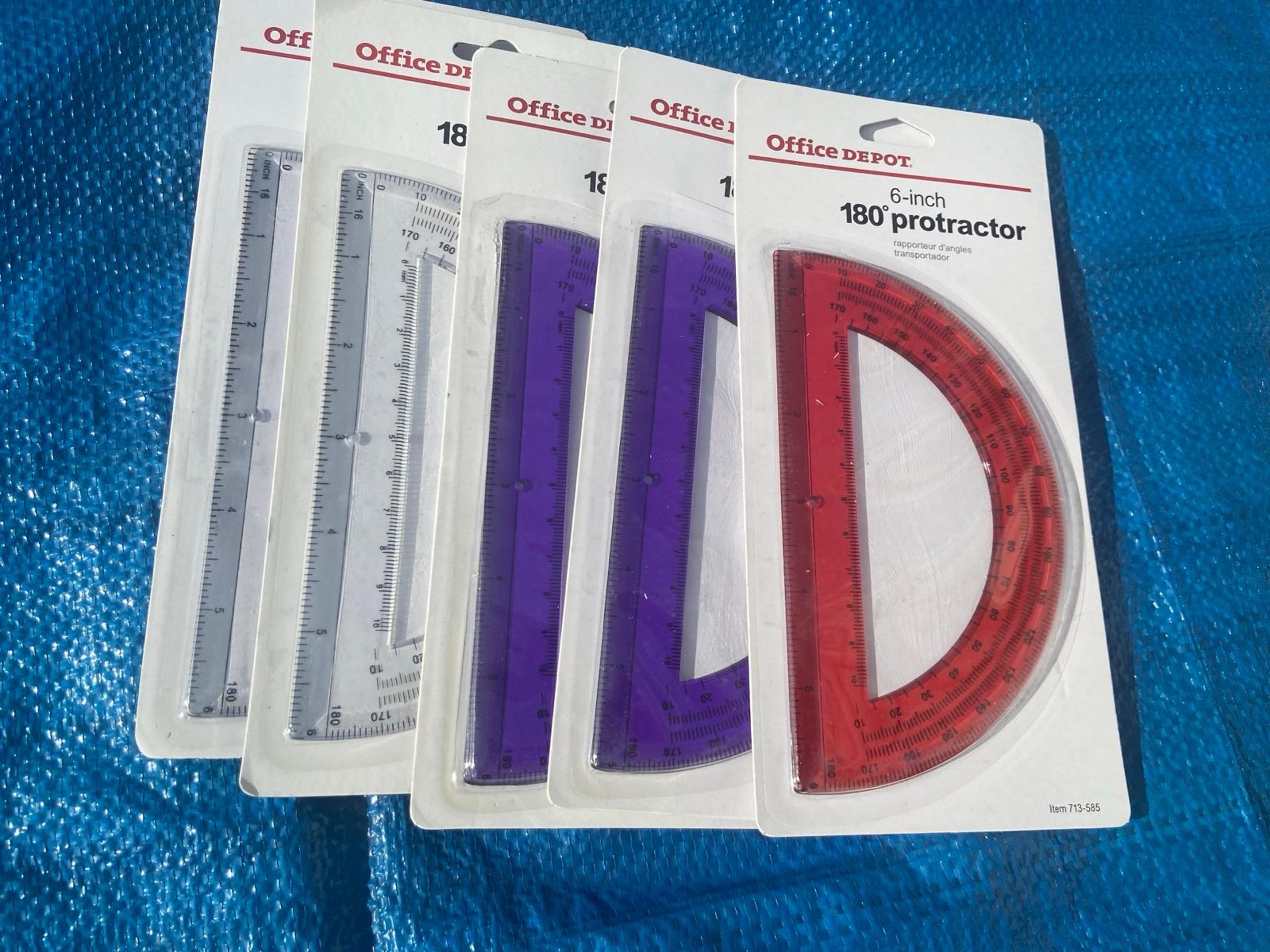 OFFICE DEPOT 6 “ 180 PROTRACTOR ASSORTED COLORS (5 pk)