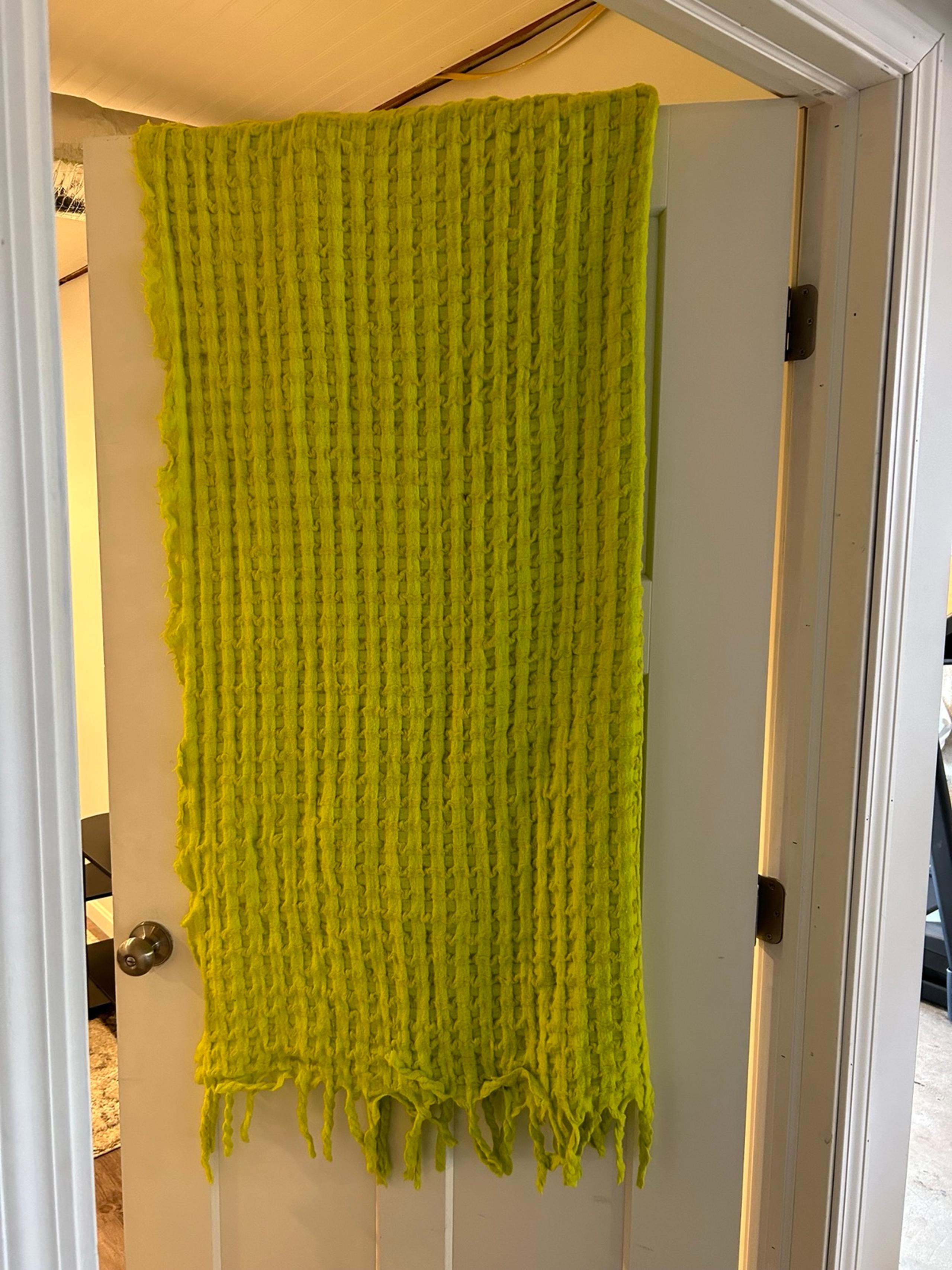 Anthropologie tasseled Lucille Throw Blanket 50” X 70” Citrine Yellow Rare.