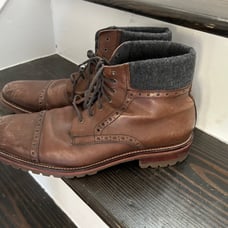 J&M 1850 Karnes Wingtip Cap Toe Boots 20-8856 Mens F19 Distressed Leather Sz 12M