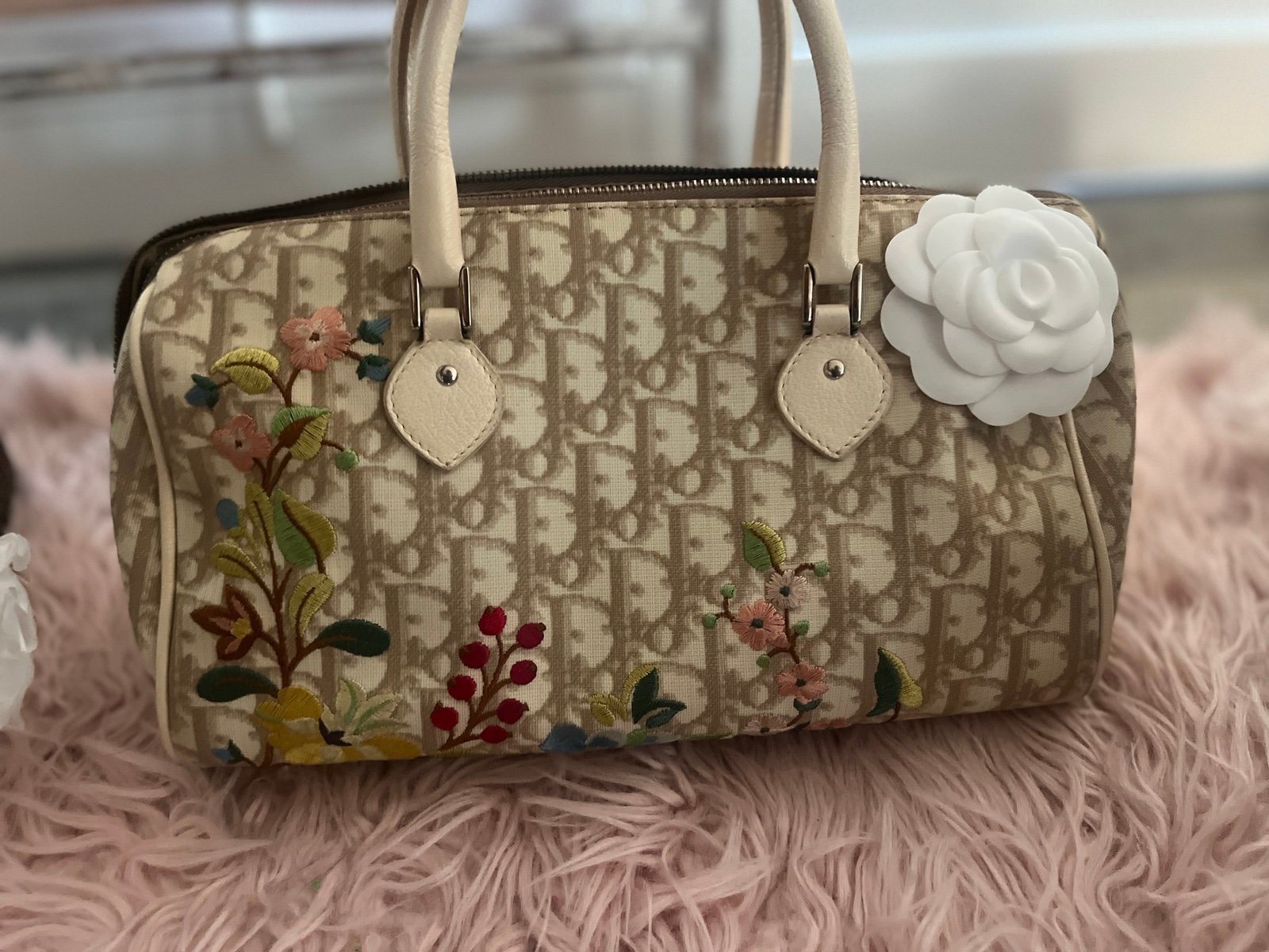 Christian dior Diorrissimo embroidered floral boston bag