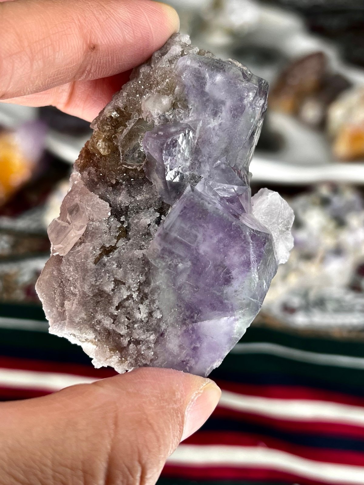 YGX fluorite on matrix crystal specimen