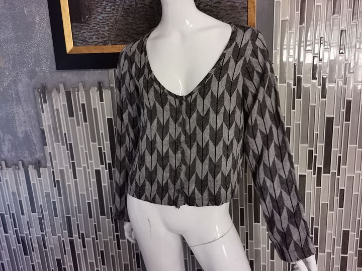 FLAX Linen Lagenlook Jacket Size P Long sleeve base color gray button down 0026