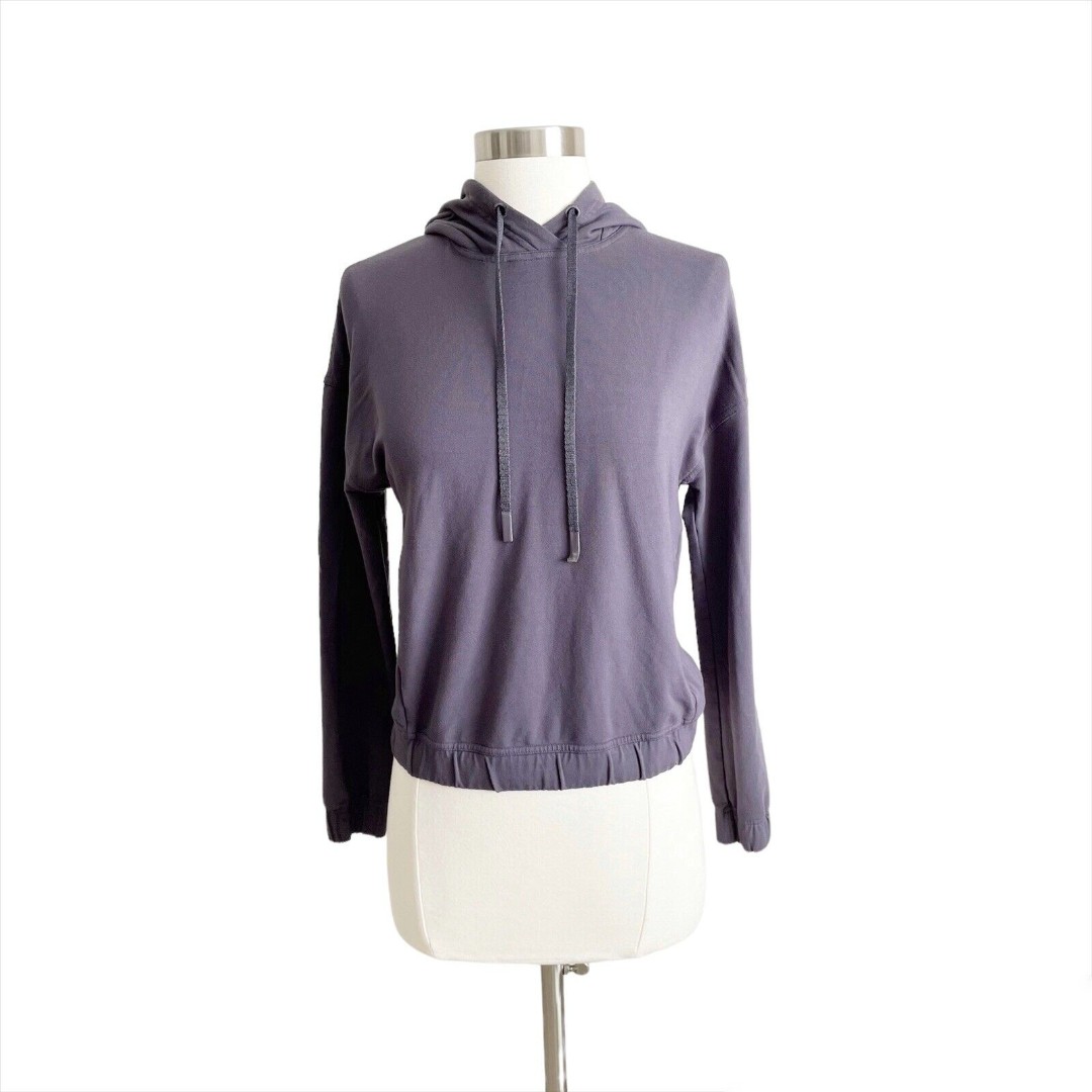 Lululemon 4 Twisted and Tucked Hoodie Pullover Top Dark Shadow Gray Open Back