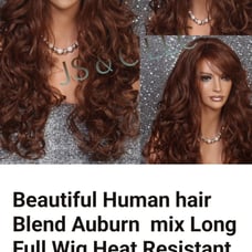 Human Hair Full Auburn Mix Wig